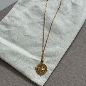 Gold Compass Pendant Necklace